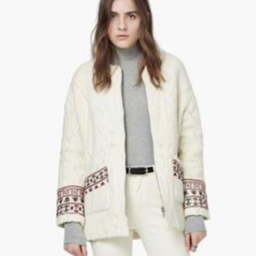 Mango Embroidered Blanket Jacket